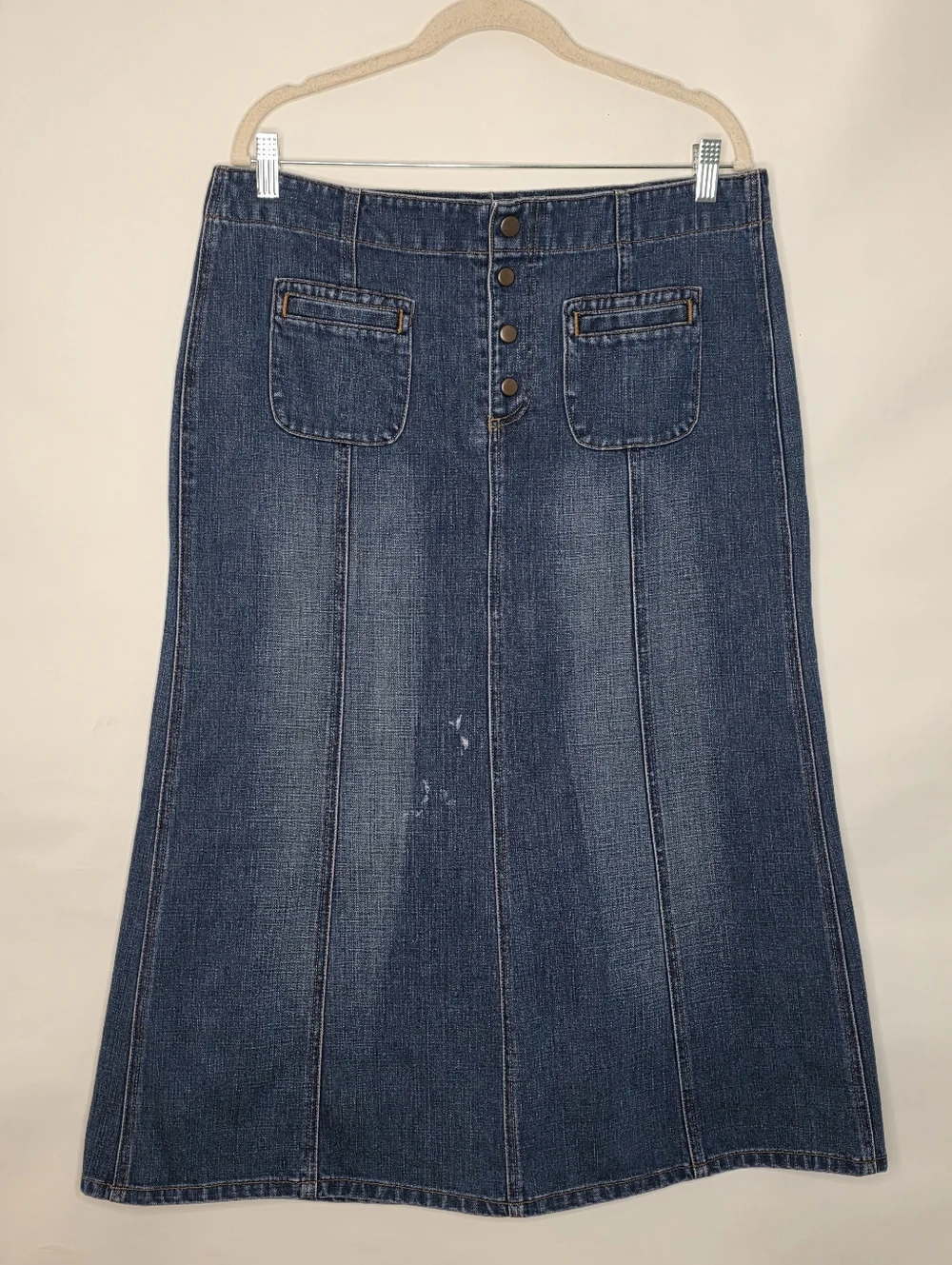 Gap Denim Midi‎ Skirt Size 14 Cotton Button Front Western Y2K Jean Skirt Boho